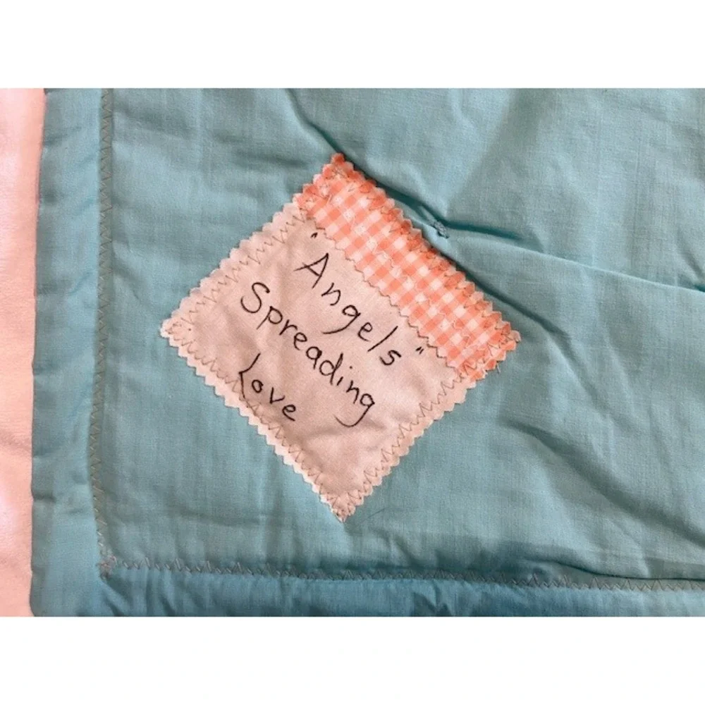 Vintage Pink and blue‎ alphabet school baby blanket